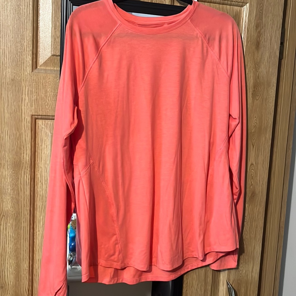 Salmon Color Athletic Long Sleeve Top with Thumb Holes NEW WITH TAGS
